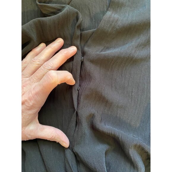 A. Calin By Flying Tomato Blouse Women L Black Long-Sleeve Smocked Cuffs Peasant - Picture 11 of 14